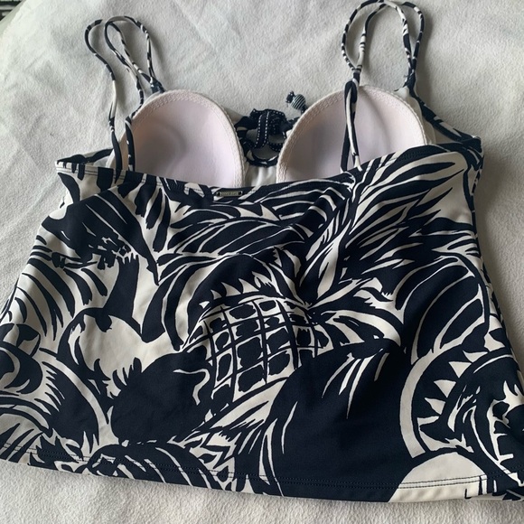 Anne Cole Womens Tropical Coastal Palm Pineapple Printed Tankini Top Size 16 - Picture 5 of 8